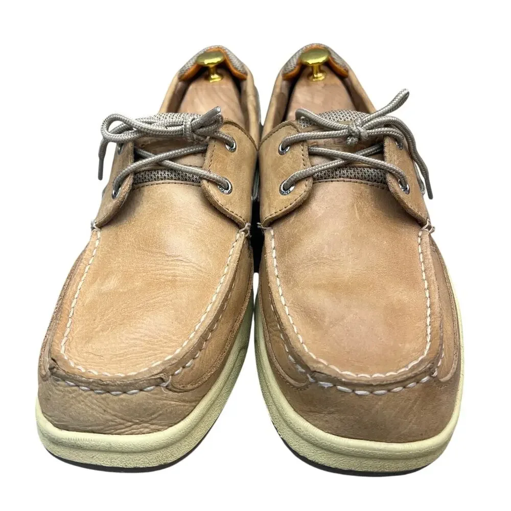Sperry Top Sider Tan Nubuck Leather Lanyard 2-Eye Boat Deck Loafer Shoe Men 14
